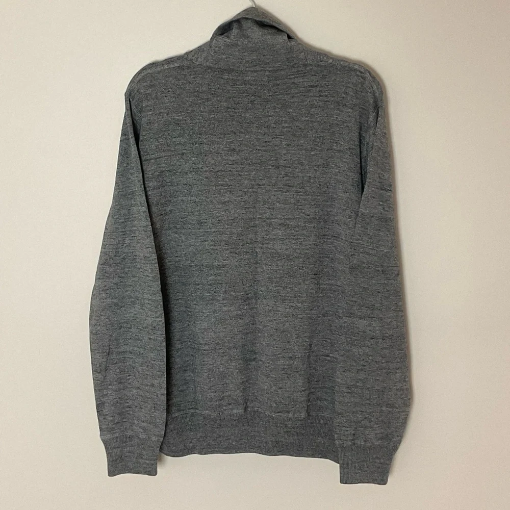 J. Crew Men's Charcoal Shawl Neck Sweater with Button Closure 100% Cotton Size L